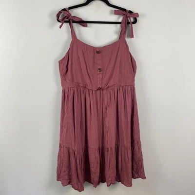 Torrid Pinafore Tank Dress Size 2X Sleeveless Tie Straps Mauve Pink - Image 1 of 4