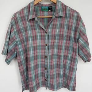 Vintage Patagonia Top Damen Large kariert Baumwolle cropped Wandern Outdoor Active  - Bild 1 von 10
