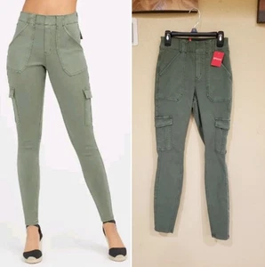 NUEVO CON ETIQUETAS SPANX Pantalones cargo al tobillo de sarga elástica MEDIANOS para mujer en salvia suave - Imagen 1 de 7