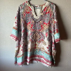Johnny Was 100% Silk Tunic Blouse XS - Picture 1 of 5