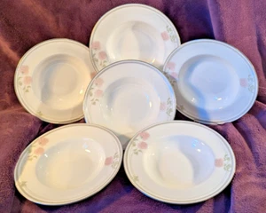 Royal Doulton Bone China "Twilight Rose" ~ 6x Rimmed Bowls ~ 20.5cm Dia. ~ VGC - Picture 1 of 13