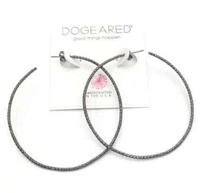 Dogeared Charcoal Good Things Happen" Hoop Earrings W1122 - Picture 1 of 2
