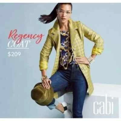 Chaqueta CABI Pata de Gallo Abrigo Regencia Blazer Largo Talla Mediana $209 Foto 1 de 4