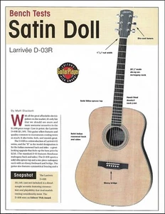 Guitarra acústica Larrivee D-03R revisión comprobación de sonido banco de 2 páginas artículo de prueba - Imagen 1 de 3