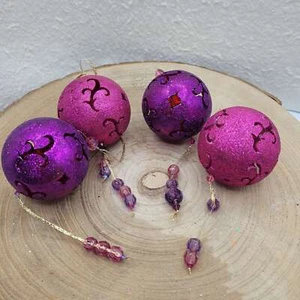 STOCK 13 Palline di Natale Viola e Fucsia con Glitter Ø 5,5 - Imagen 1 de 2