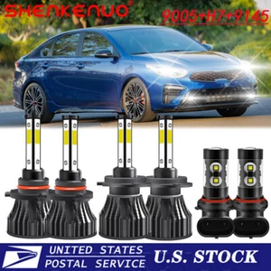 For KIA FORTE 2019 2020 9005 H7 LED Headlight Bulbs Hi / Lo + 9006 Fog Light Kit - Picture 1 of 16