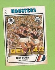 1976 SCANLENS RUGBY LEAGUE CARD #36 JOHN PEARD,  EASTERN SUBURBS ROOSTERS