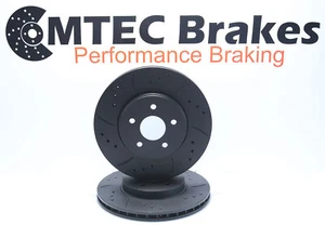 BMW E39 525d Touring 00-04 Front Brake Discs Black Drilled Grooved - Picture 1 of 4