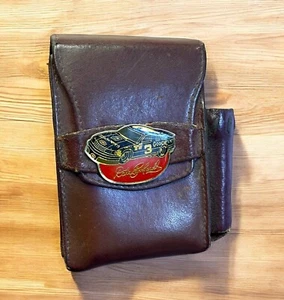 Vintage Leather Cigarette & Lighter Holder Flip Top with Dale Earnhardt Pin - Picture 1 of 5