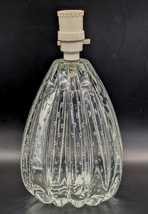SEGUSO Murano Bullicante Controlled Air Bubbles Ribbed Glass Lamp Base Vintage - Picture 1 of 8