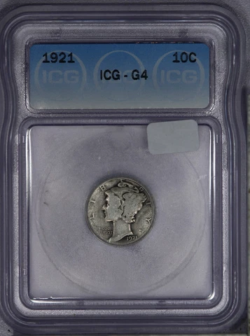 1921 Mercury Dime 10c ICG G4 Cover