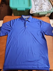Footjoy Performance Golf Herren LARGE S/S einfarbig blau Golf Polo EUC GB31 - Bild 1 von 8