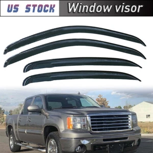 4Pcs Window Visor Rain Guard Sun Shade For GMC Sierra 1500 Crew Cab 2007-2013 - Picture 1 of 10