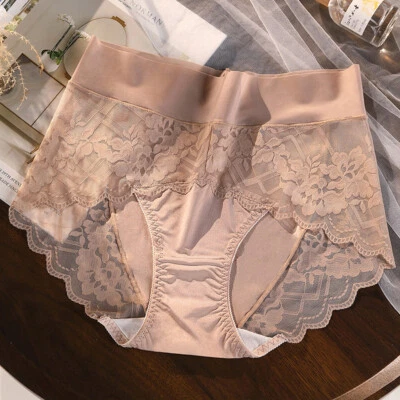 Calzoncillos florales transparentes de cintura alta de talla grande para mujer bragas de encaje lencería ropa interior Foto 1 de 4