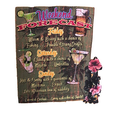 Camiseta Island Shores Para Hombre “Previsión Fin de Semana” Gran Gráfico Talla XL Naranja Foto 1 de 4