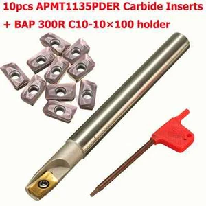 10pz Inserti in carburo APMT1135PDER + fresa CNC BAP 300R C10-10x120 1pz - Foto 1 di 4