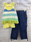 Justice Outfit Set - Layered Cotton Tank Top + Roll Up Capri Pull On Pants Sz 10