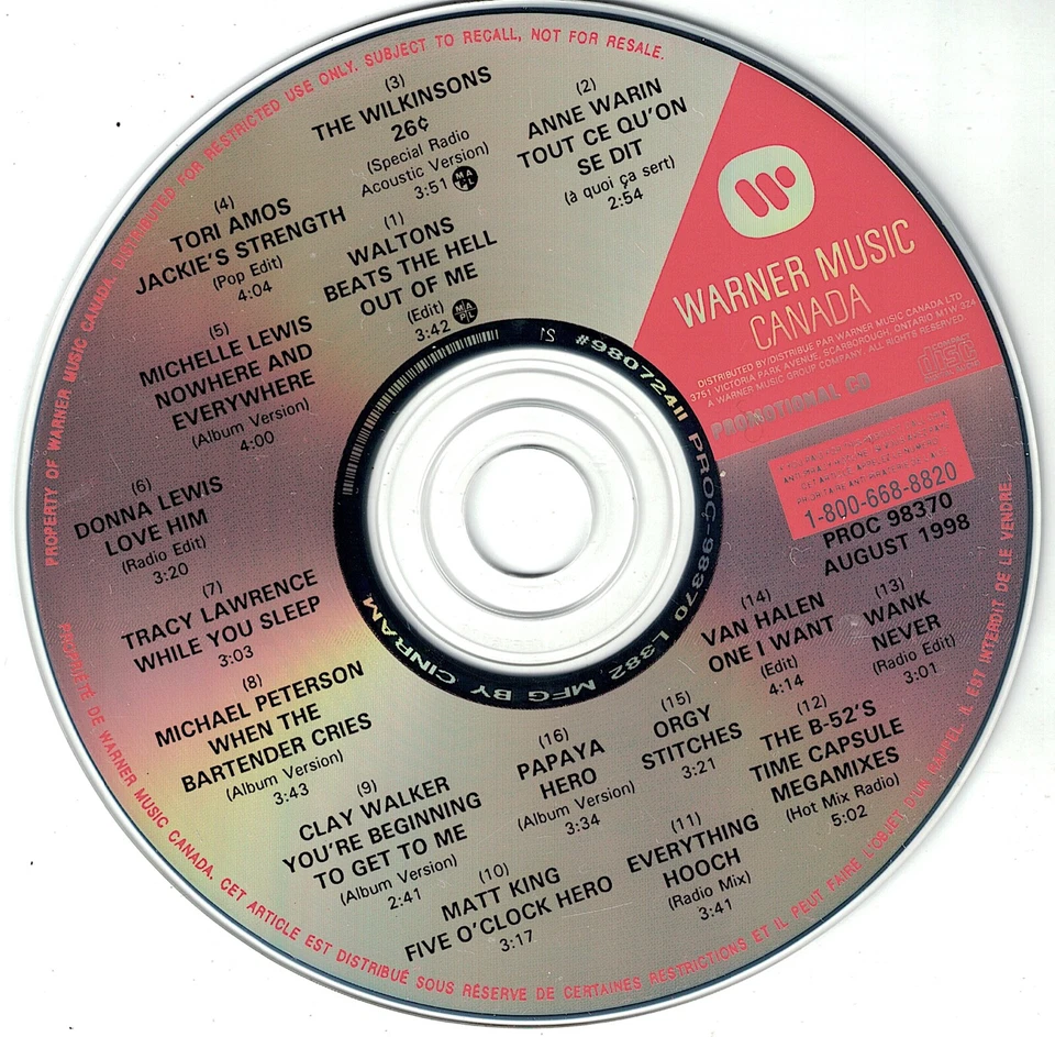 CANADA 1998 PROMO CD VARIOUS VAN HALEN THE B-52'S ORGY WANK EVERYTHING TORI AMOS - Image 1 of 1