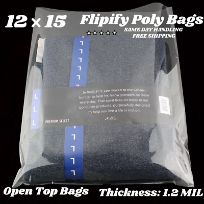 12x15 Clear Poly Bags Large Plastic Packaging Open Flat Packing T-Shirt Apparel - Image 1 of 4
