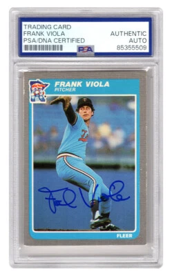 Tarjeta coleccionable de béisbol Fleer 1985 firmada por Frank Viola gemelos #291 - (PSA/ADN) Foto 1 de 2