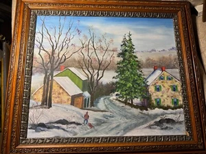 Pintura al óleo de Marjorie Dorney 1972 "Troxells Crossing Near Allentown PA" - enmarcada - Imagen 1 de 19