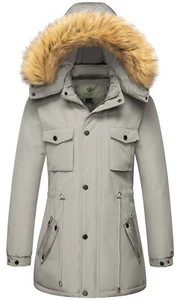 WenVen Giacche Invernali Donna Impermeabile Caldo Parka Staccabile Pelliccia Cappotto con Cappuccio - Foto 1 di 27