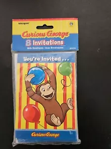 Unique Curious George Birthday Party Invitations Envelopes Monkey 8 CT 21214 NEW - Picture 1 of 6