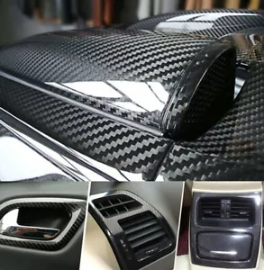 Accesorios para autopartes fibra de carbono vinilo película interior coche envoltura pegatinas 12x60" - Imagen 1 de 12