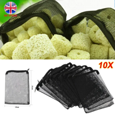 10PCS Aquarium Filter Bag Fish Tank Bio Ball Media Mesh Storage Net Bag With Zip