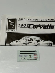 Modellautoteile - AMT 1963 Chevrolet Corvette Anleitung & Decals NUR 1/25 - Bild 1 von 2