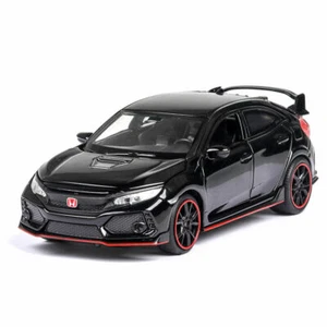 1:32 Honda Civic Type R Model Car Diecast Toy Vehicle Kid Gift Sound Light Black - Picture 1 of 7