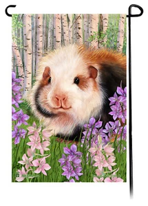 Spring Flowers Garden Flag - Teddy Bear Guinea Pig - Picture 1 of 1