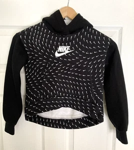 Nike Jacket All Swoosh Hooded Long Sleeve Black Girls/Boys Small DM8231-010 - Picture 1 of 7