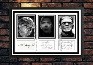 (514) lon chaney jr bela lugosi boris karloff signed photograph unframed/framed - Picture 1 of 6