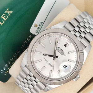 Rolex Datejust 41 126334 Silver Index White Gold Steel Oyster Watch Box Papers - Picture 1 of 9
