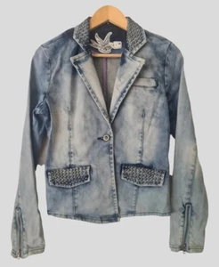 Red Or Dead Jacket Size 10 Cropped Studded Denim Jacket Vintage Y2k 90s - Picture 1 of 8