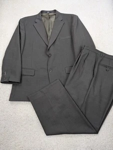 Haggar Suit Mens 46R 36x27 Green Plaid Wool Vintage 2 Piece Black Label 2 Button - Picture 1 of 21