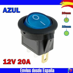 Interruptor LED redondo 22mm 12v -20A- con luz - AZUL - Electronica Arduino - Imagen 1 de 2
