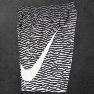 Nike Swoosh Logo Swim Shorts Boys M Black White Gray Lined - Picture 1 of 3