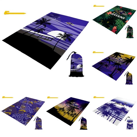 Baltimore Ravens Beach Blanket Waterproof Beach Mat Lightweight Sandproof Mat Cover
