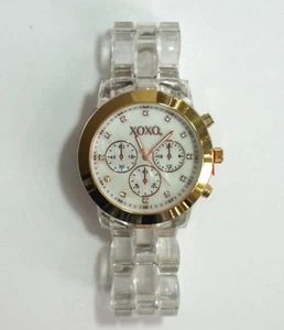 XOXO Rose Gold MOP Face Clear Bracelet Crystal Stations Boyfriend Watch - XO5400 - Picture 1 of 4