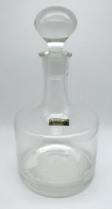 Decantador vintage enorme Toscana soplado/cortado a mano con barco grabado, tapón globo de vidrio - Imagen 1 de 9