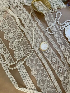 10*1 Yard Vintage Floral Lace Trim Ribbon for Junk Journals, Bridal decor, Dolls - Picture 1 of 22