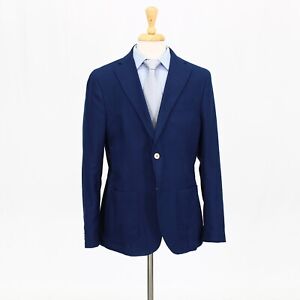 Manuel Ritz 44L Blue Sport Coat Blazer Jacket Solid 2B Cotton