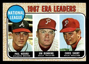 1968 TOPPS #7 PHIL NIEKRO/JIM BUNNING/CHRIS SHORT NL ERA LDRS EX/NM - Picture 1 of 2