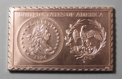 1796 United States U.S. 1/2 Half Dollar Numistamp Medal 1976 Mort Reed Cover