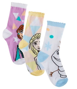 Girls Disney Frozen 3 Pack Socks Kids Elsa Multipack Ankle Socks For Kids Gift - Picture 1 of 32