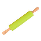 12" Wood Rod Rolling Pin Wooden Handle Silicone Pressure Roller Baking Essential