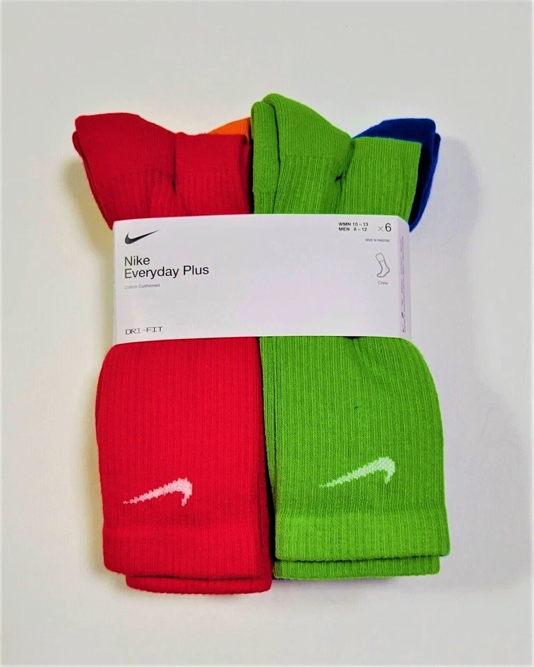 Nike Everyday Plus Cushioned Dri-Fit Crew Socks Men's Size L (8-12) 6 Pairs