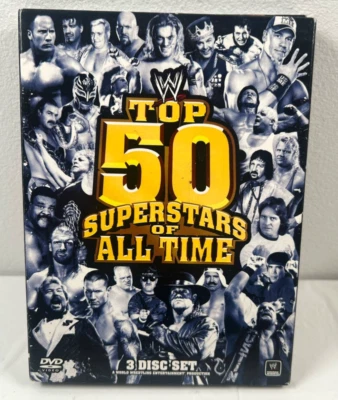 Juego de 3 discos WWF The Top 50 Superstars of All Time DVD WWE The Rock Stone Cold Foto 1 de 3